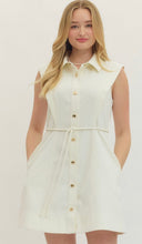 Load image into Gallery viewer, Cream Button Collard Dress
