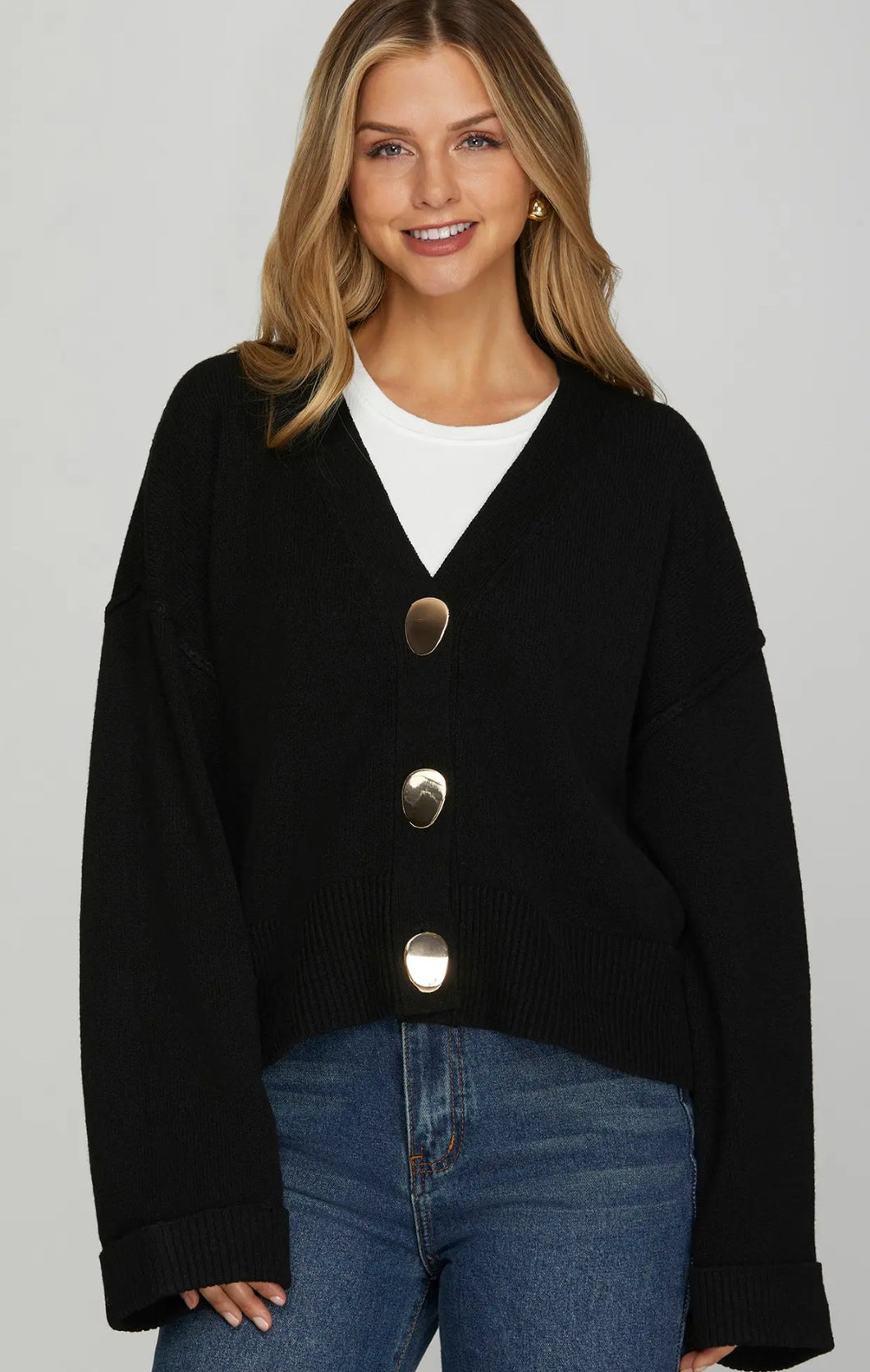 Black Button Cardi