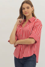 Load image into Gallery viewer, Red Stripe Collard Top
