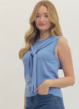 Load image into Gallery viewer, Blue Faux Sweater Tie Tank
