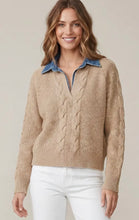 Load image into Gallery viewer, Taupe Denim Collar Sweater
