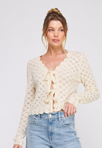 Off White Tie Cardi Knit