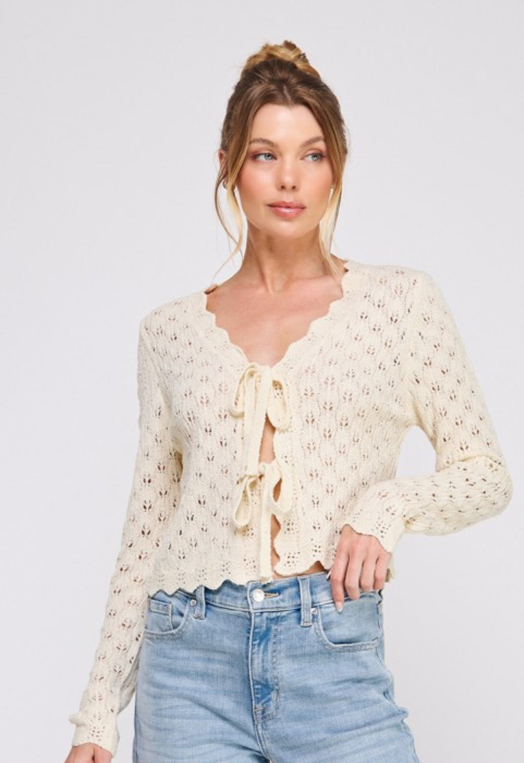 Off White Tie Cardi Knit