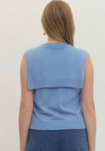 Load image into Gallery viewer, Blue Faux Sweater Tie Tank
