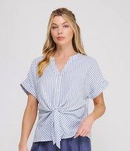 Load image into Gallery viewer, Navy Stripe Knot Top
