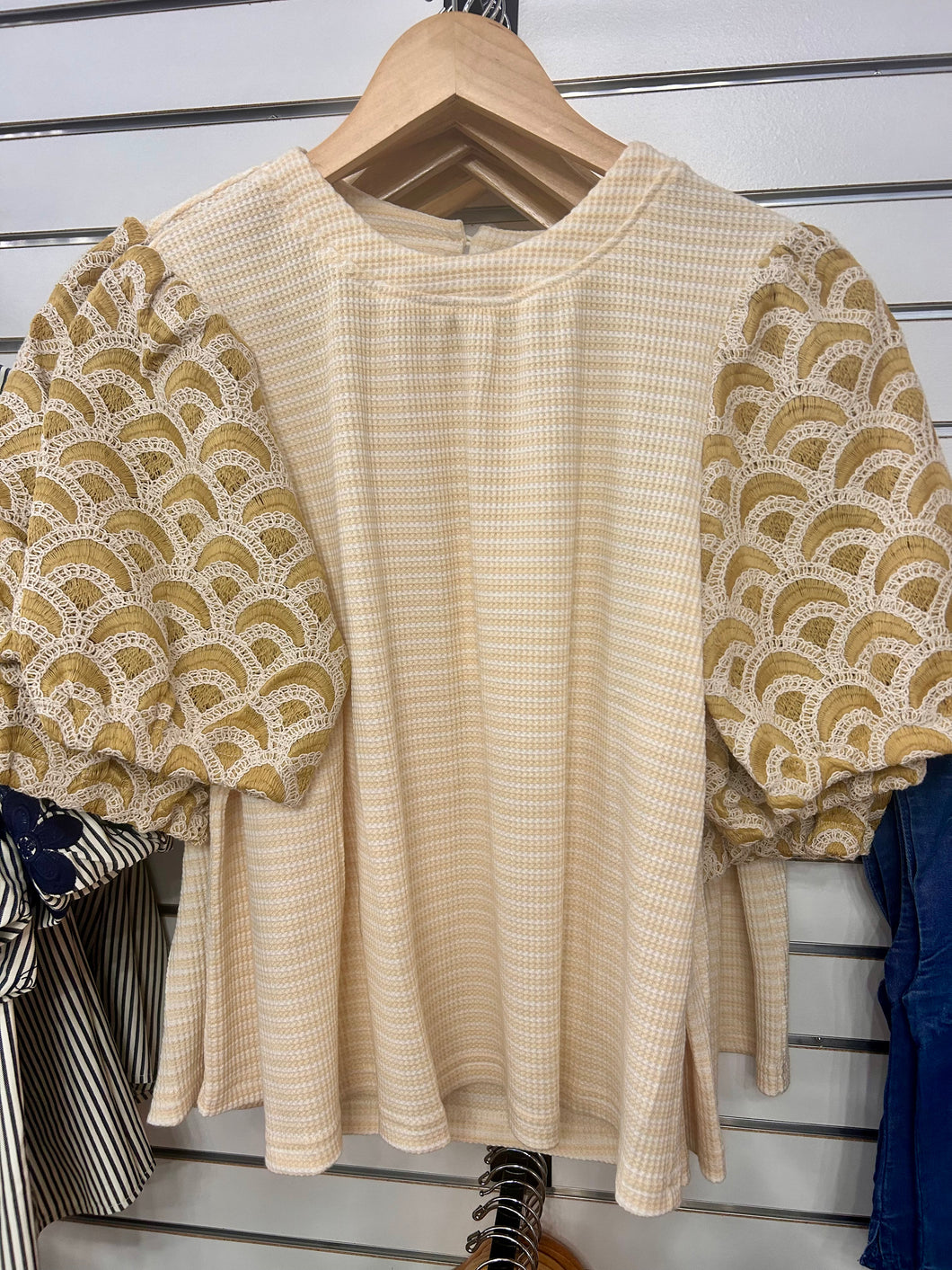 Mustard Embroidered Knit Top