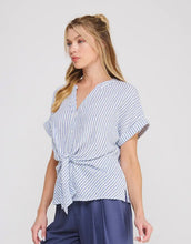 Load image into Gallery viewer, Navy Stripe Knot Top
