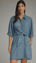 Load image into Gallery viewer, Light Denim Self-Tie Dress
