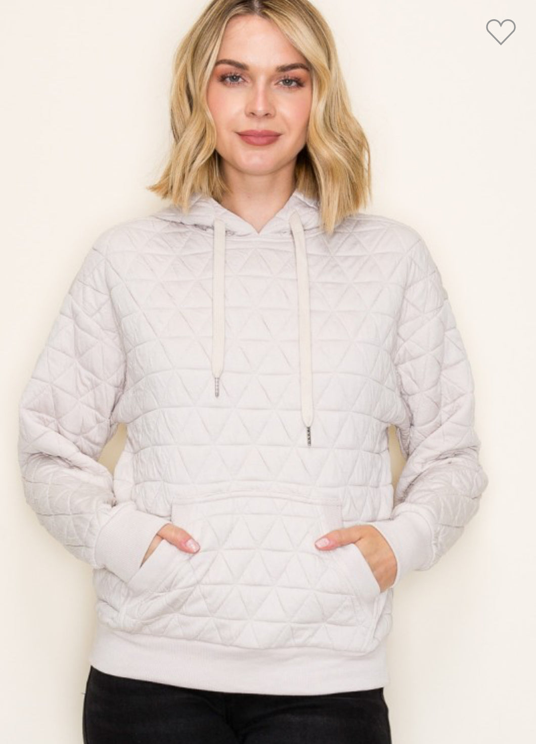 Cream Quilted Hoodie