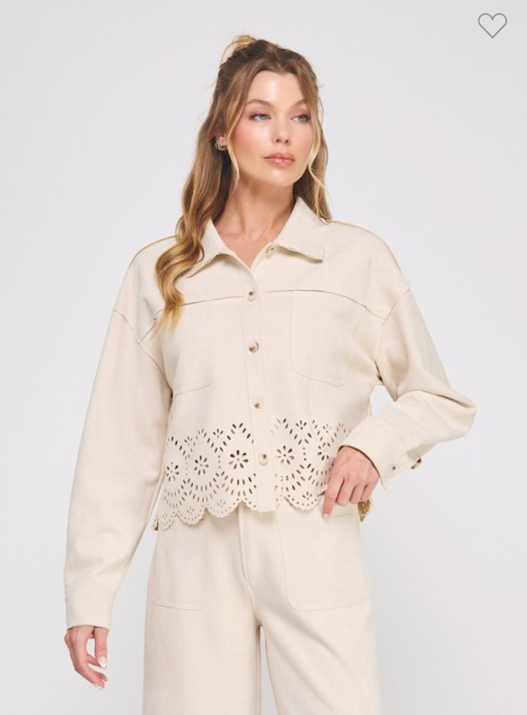 Bone Suede Eyelet Jacket
