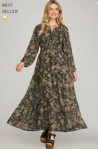 Green Floral Maxi Dress
