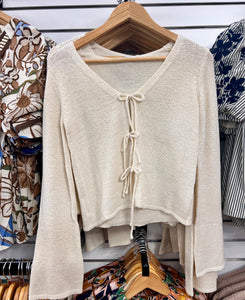 Cream Tie Cardi Knit