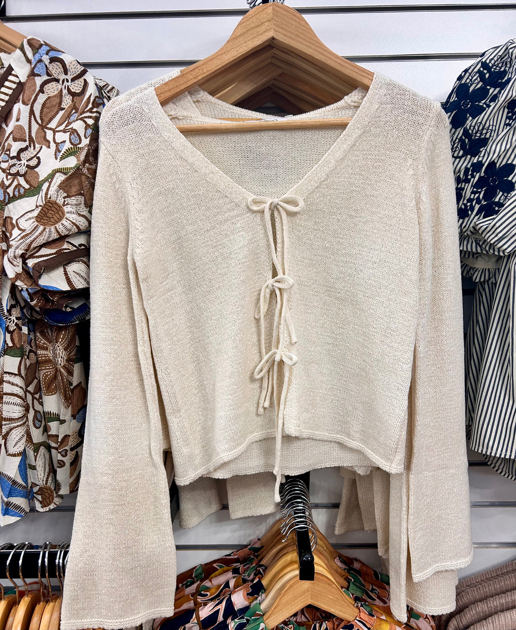 Cream Tie Cardi Knit