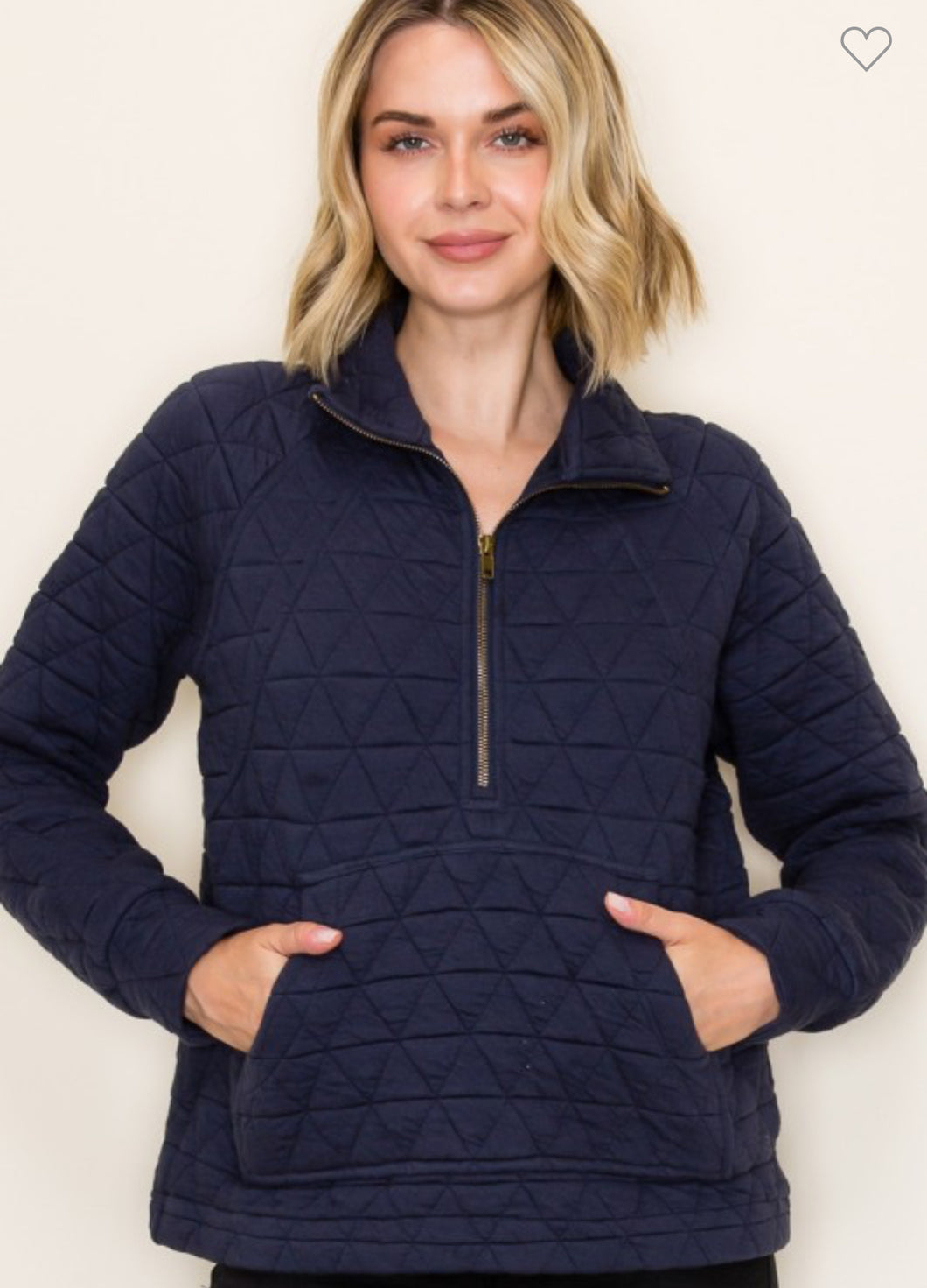 Navy Quilted Half Zip