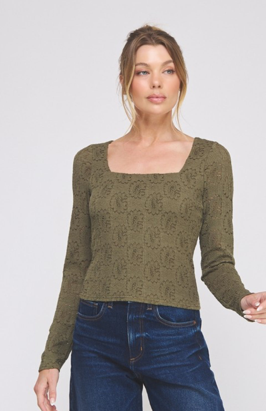 Olive Square Neck Top