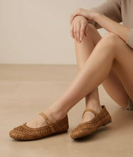 Load image into Gallery viewer, Camel Woven Flats

