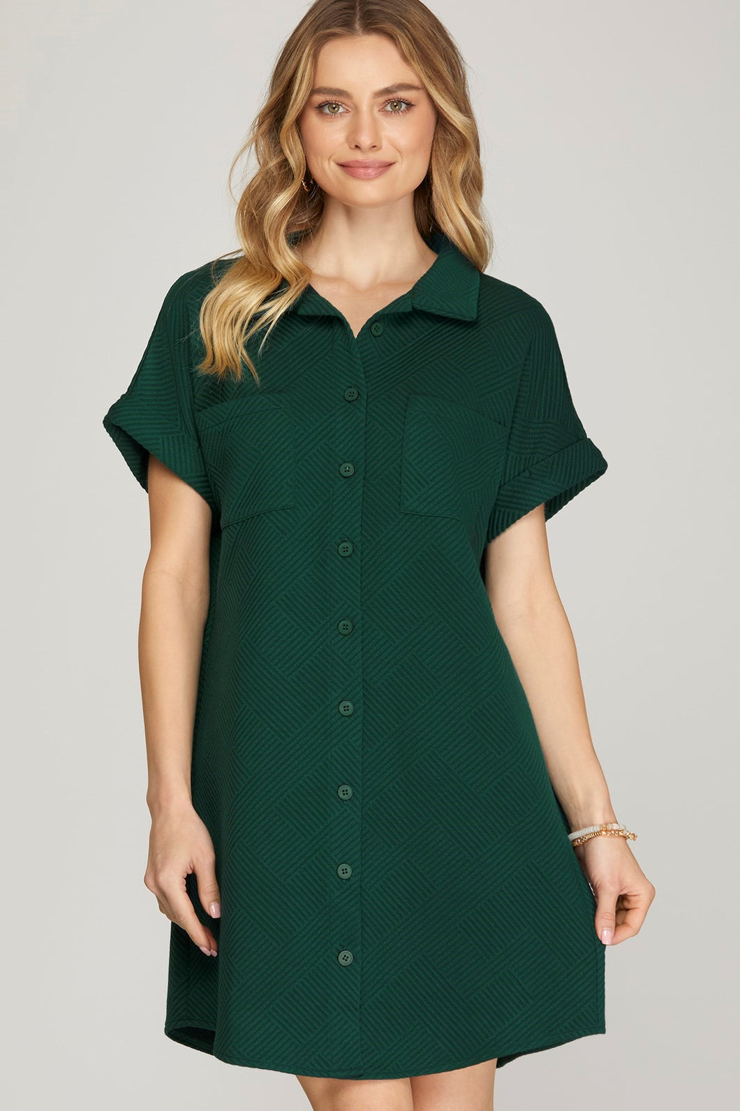 Green Textured Dress