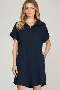 Navy Textured Dress