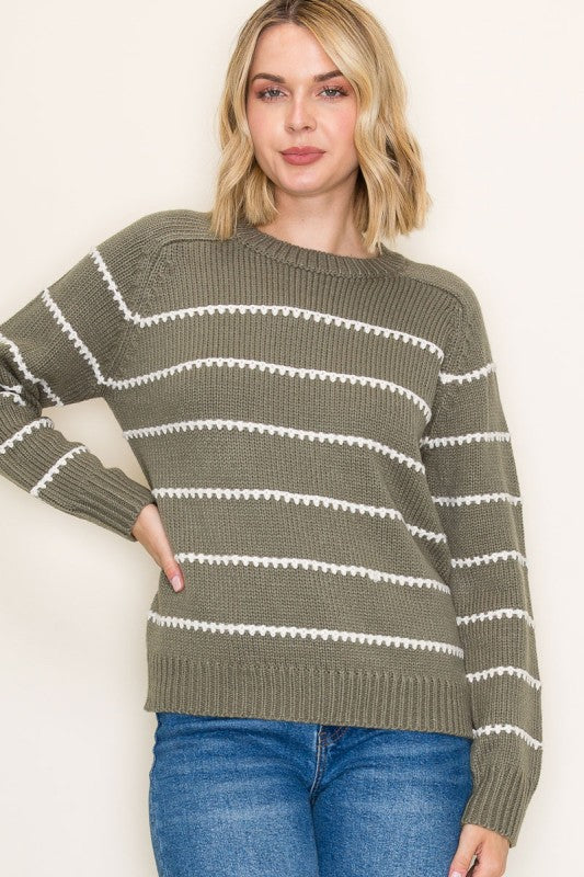 Dark Olive Stitch Sweater