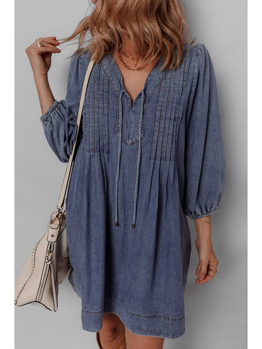 Denim 3/4 Sleeve Dress