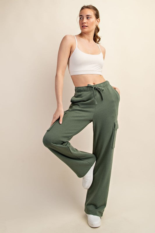 Olive Cargo Sweatpants