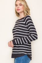 Load image into Gallery viewer, Gun Metal Stripe Waffle Sweater
