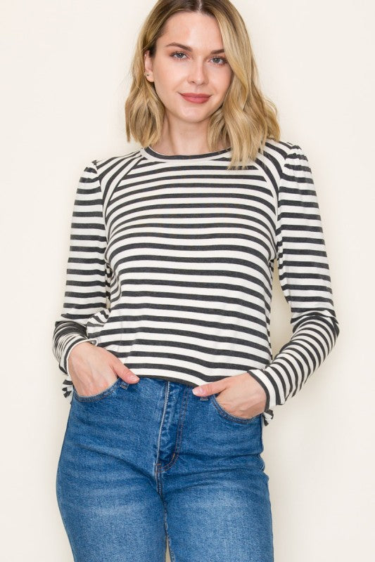 Charcoal Dressy Stripe Top