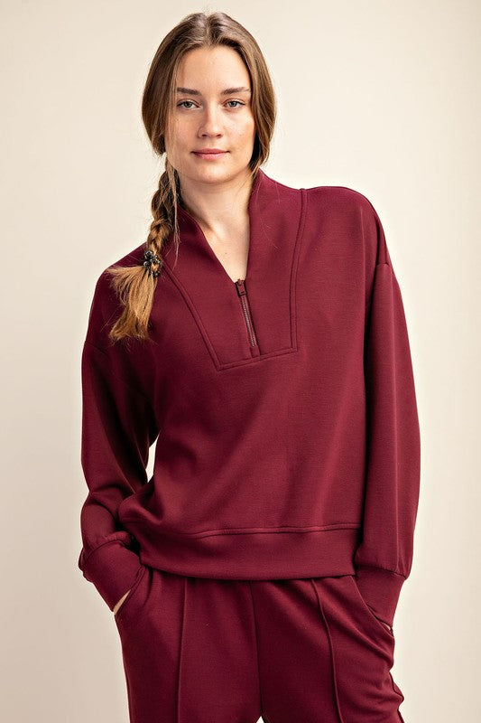 Wine Luxe Zip Pullover
