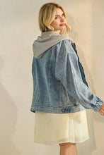 Load image into Gallery viewer, Hooded Zip Denim Jacket
